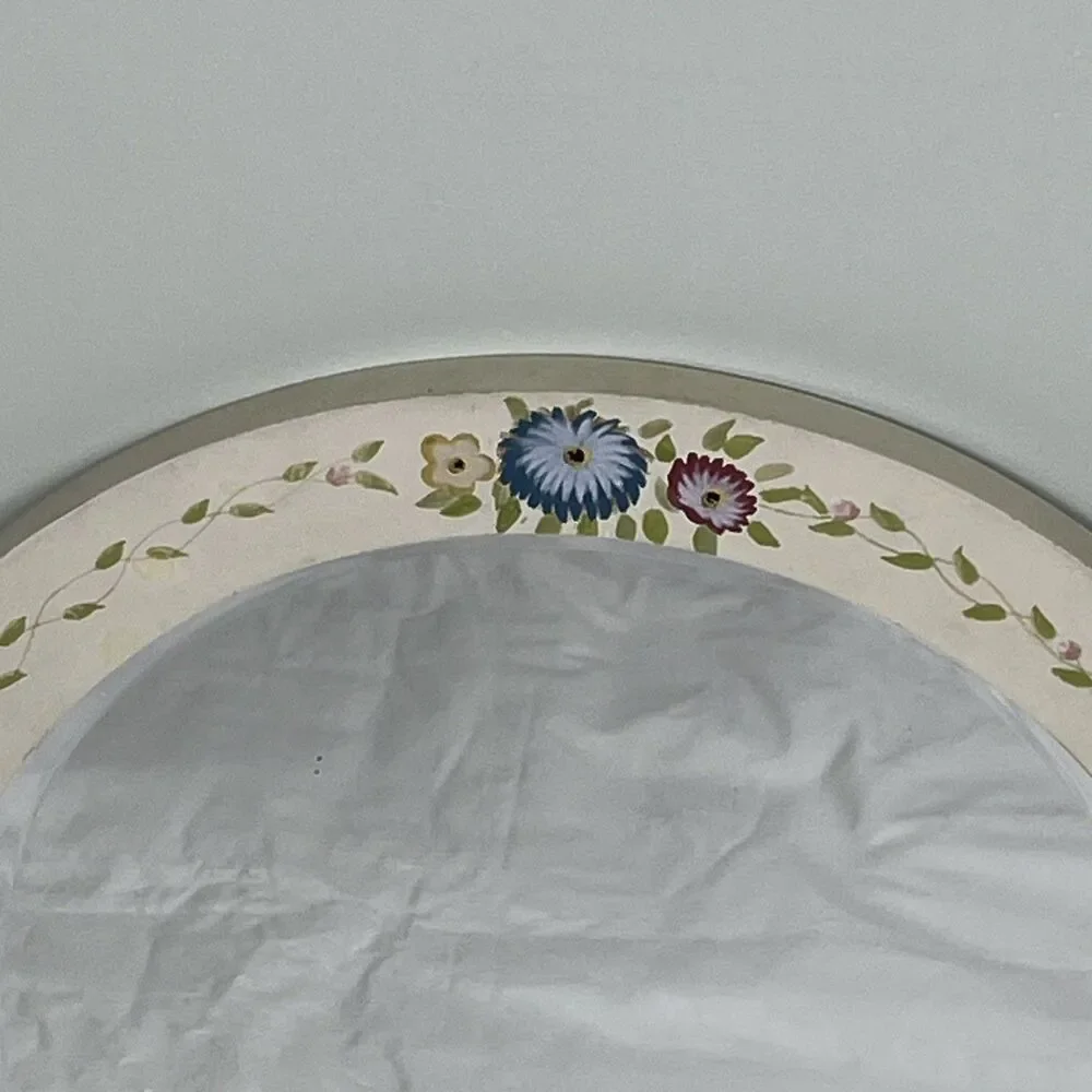 Vintage Hand Painted Arched Wood Mirror Cottagecore Floral 20